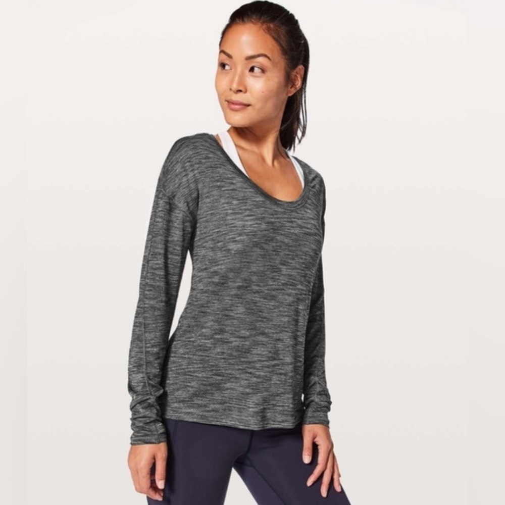 Lululemon Meant To Move Heathered Black Women's Long Sleeve Top Size 8